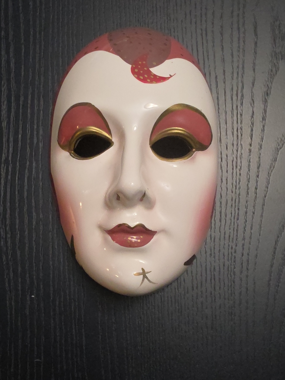 1980 Art Deco Vintage Opera Mask Wall Art Reds & Golds